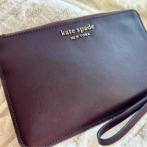 Kate Spade New York Wristlet Wallet - Chocolate Brown Leather